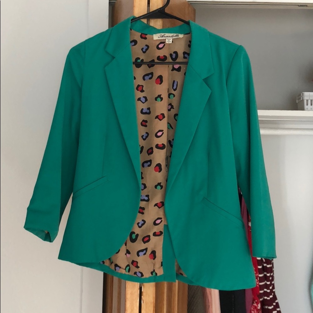 Green 3/4 Sleeve Blazer